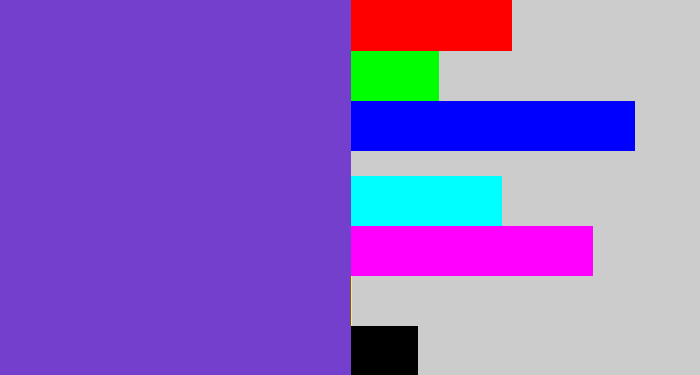 Hex color #753fce - bluey purple