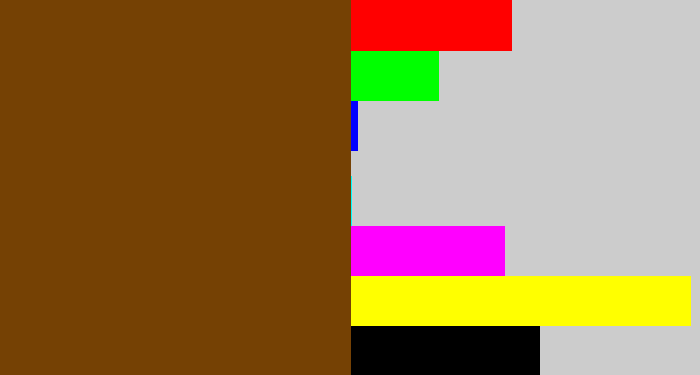 Hex color #754104 - brown