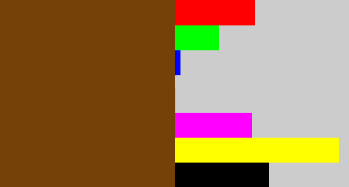 Hex color #754107 - brown