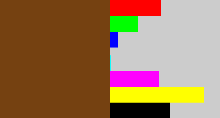 Hex color #754111 - medium brown