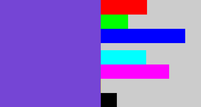 Hex color #7545d5 - bluish purple