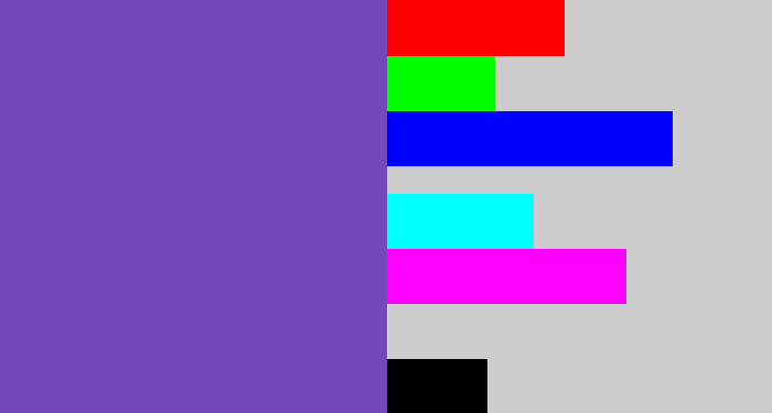 Hex color #7547bc - bluey purple