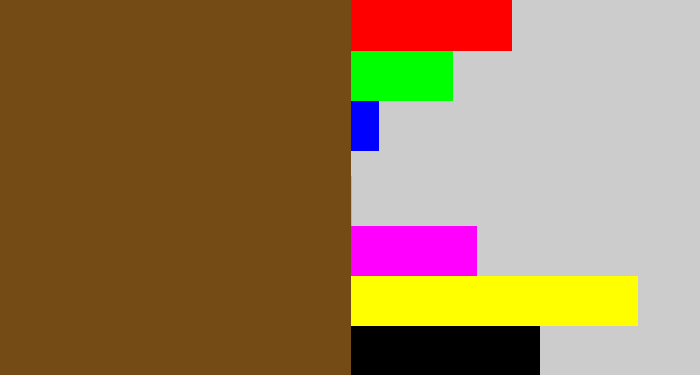 Hex color #754b15 - medium brown