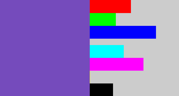 Hex color #754bbc - bluey purple