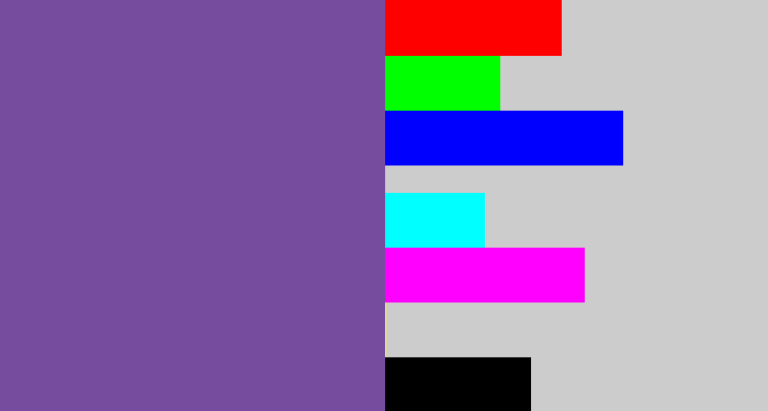 Hex color #754c9e - muted purple