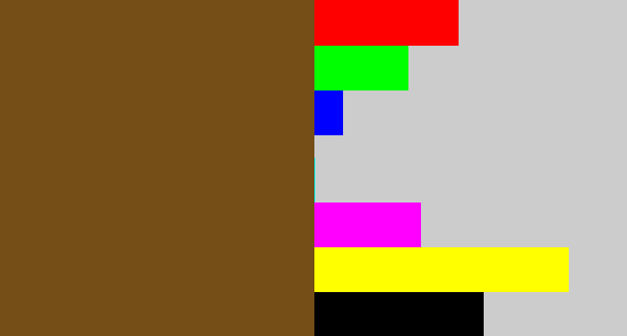 Hex color #754d16 - medium brown