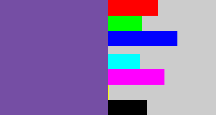 Hex color #754ea4 - dark lavender