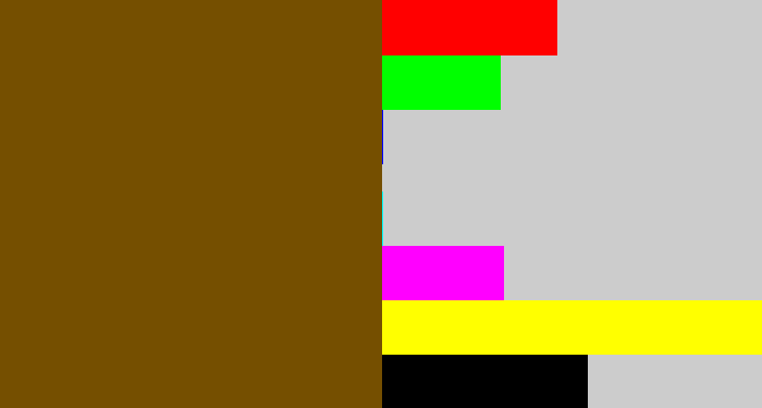 Hex color #754f00 - poop brown