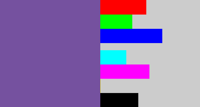 Hex color #75519f - dark lavender