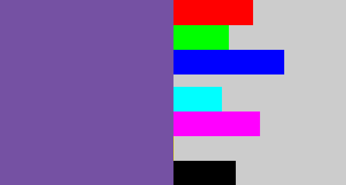 Hex color #7551a3 - dark lavender