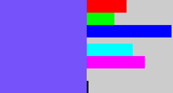 Hex color #7552f9 - purpley