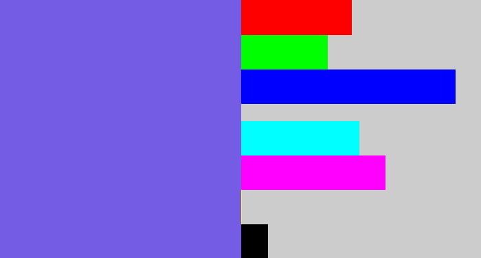 Hex color #755ce4 - purpley