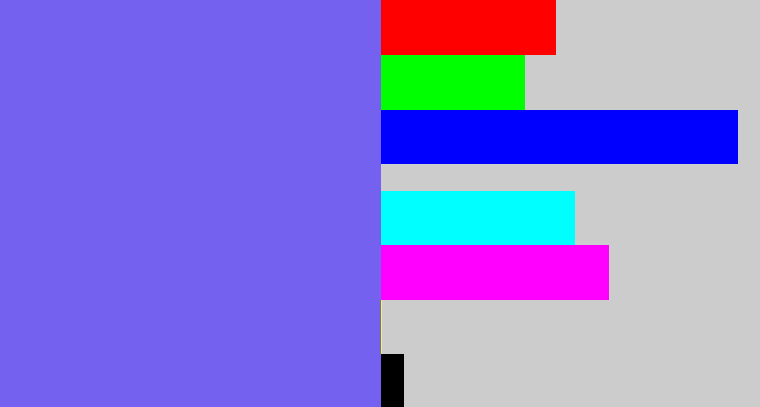 Hex color #7561f0 - purpley