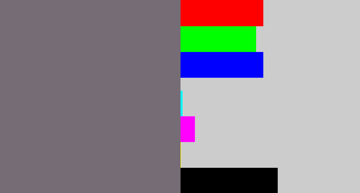 Hex color #756c76 - purplish grey