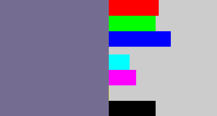 Hex color #756d91 - grey purple