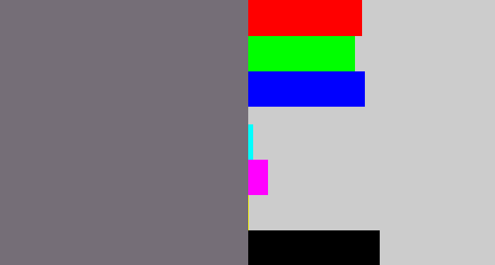 Hex color #756e77 - purplish grey