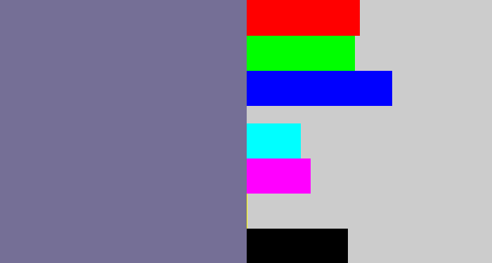 Hex color #756f96 - grey purple