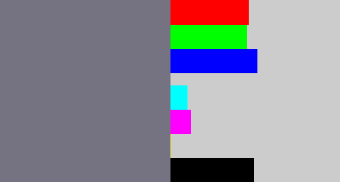 Hex color #757382 - purplish grey