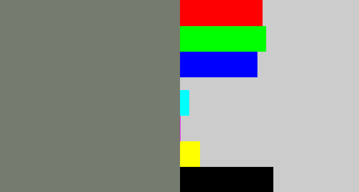 Hex color #757b6e - medium grey