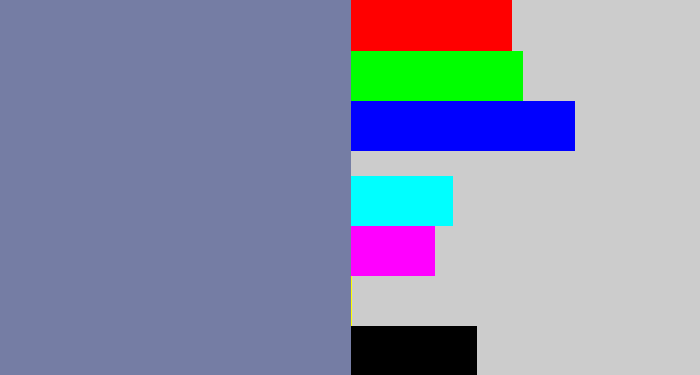 Hex color #757da4 - blue/grey