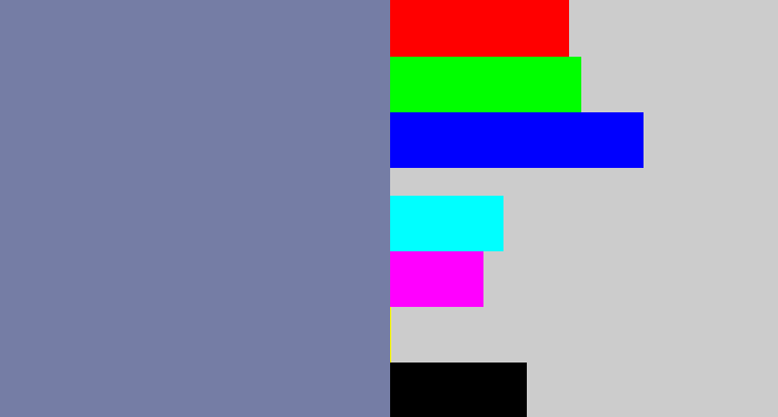 Hex color #757da5 - blue/grey
