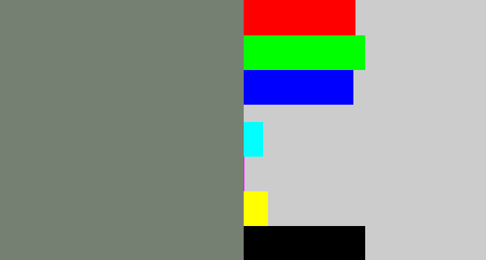 Hex color #757f72 - medium grey