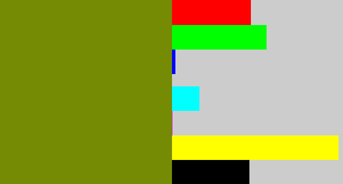 Hex color #758b04 - dark yellow green