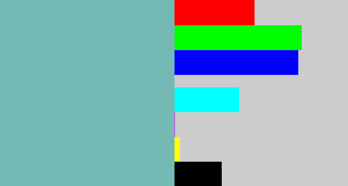 Hex color #75b9b4 - pale teal