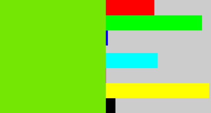 Hex color #75e705 - bright lime green
