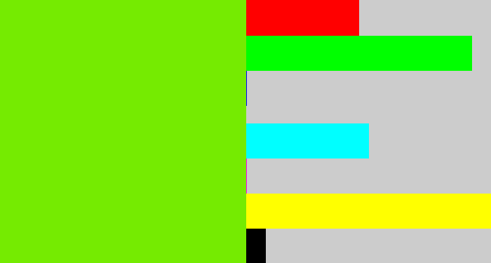 Hex color #75eb01 - bright lime