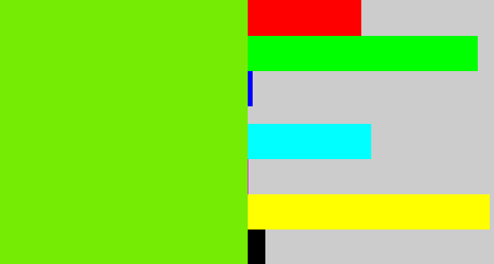 Hex color #75ec04 - bright lime green