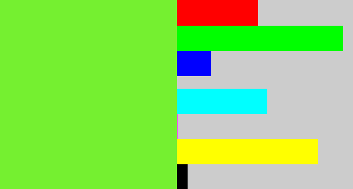 Hex color #75f030 - toxic green
