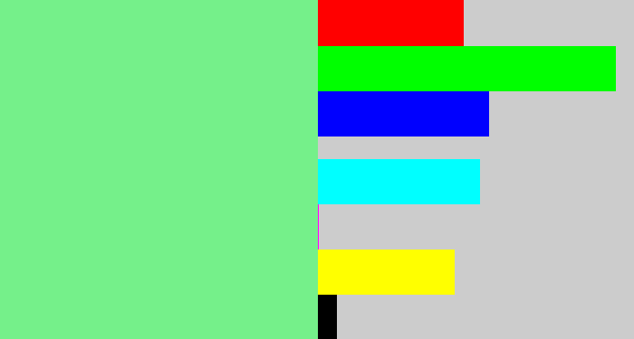 Hex color #75f08a - lightgreen