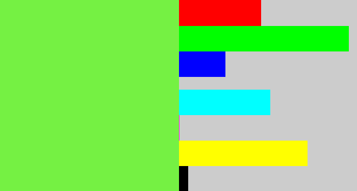 Hex color #75f143 - kiwi green