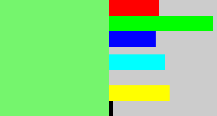 Hex color #75f56d - lighter green