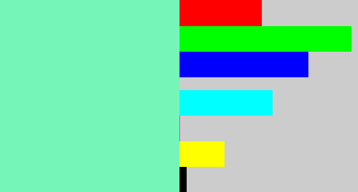 Hex color #75f6b8 - light blue green