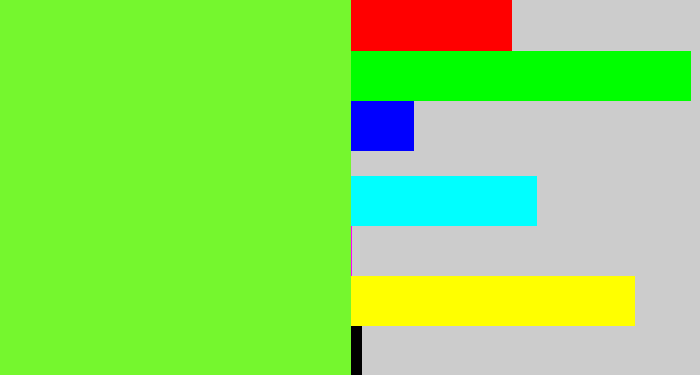 Hex color #75f72e - toxic green