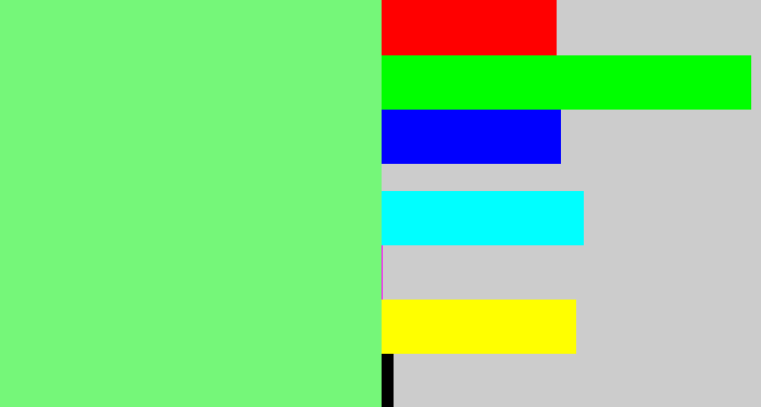 Hex color #75f779 - lightgreen