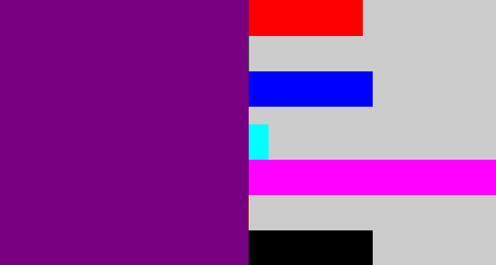 Hex color #760080 - darkish purple