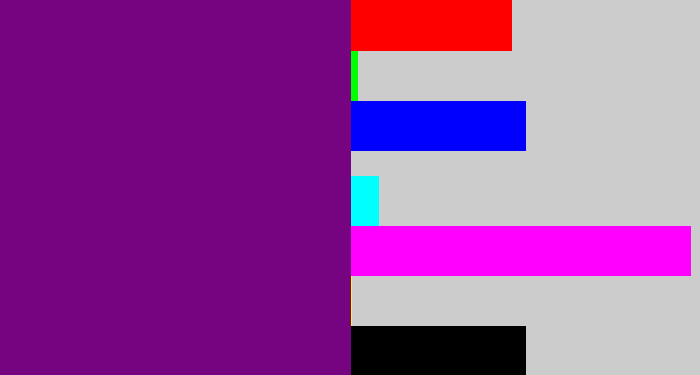 Hex color #760480 - darkish purple