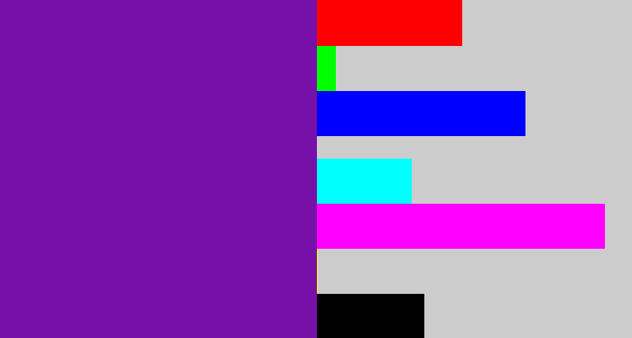 Hex color #7610a9 - purple