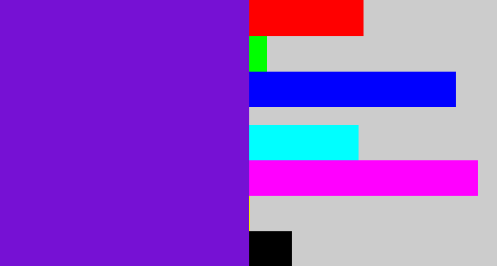 Hex color #7611d4 - purple/blue