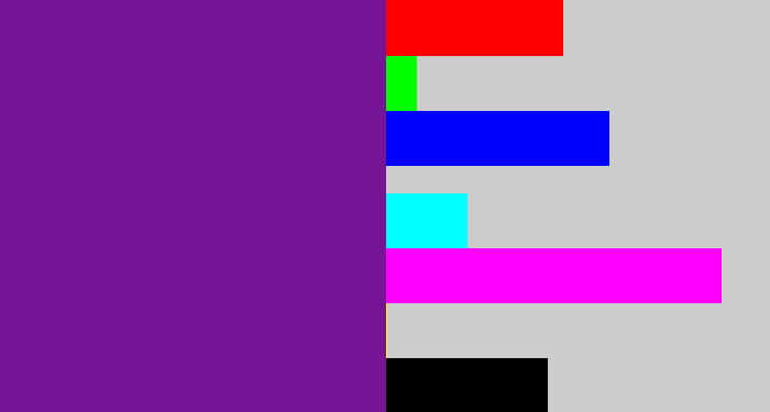 Hex color #761495 - purple