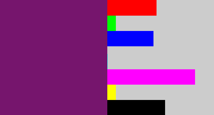 Hex color #76156d - darkish purple