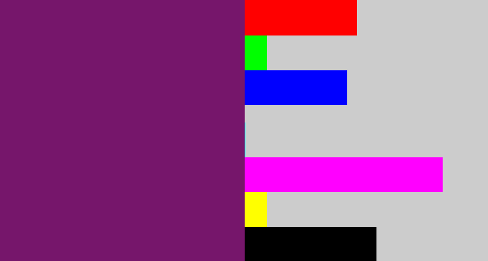 Hex color #76166b - darkish purple