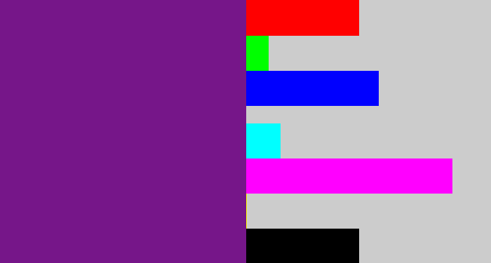 Hex color #761689 - purple