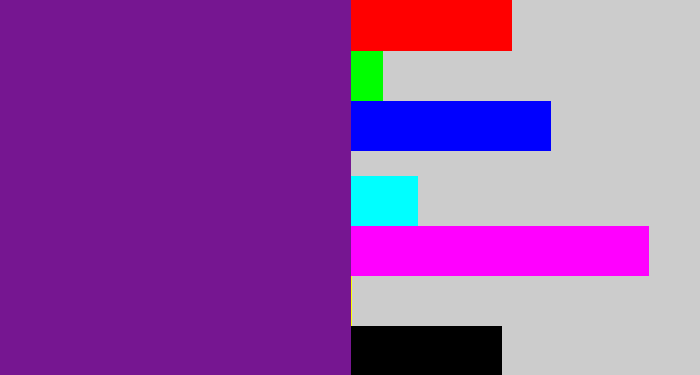 Hex color #761691 - purple