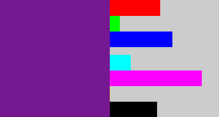 Hex color #761892 - purple