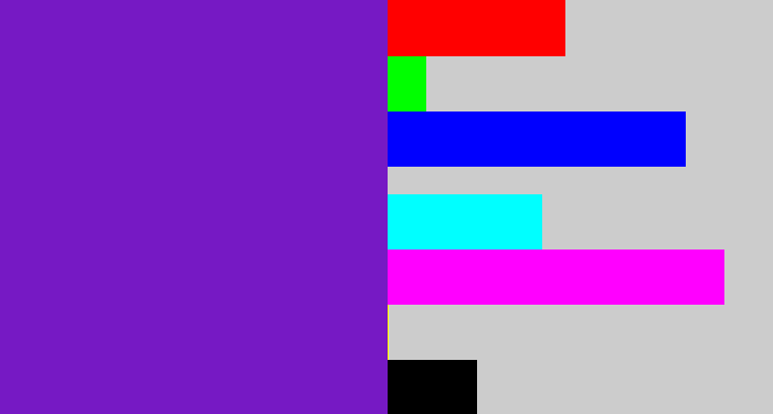 Hex color #7619c4 - purple/blue
