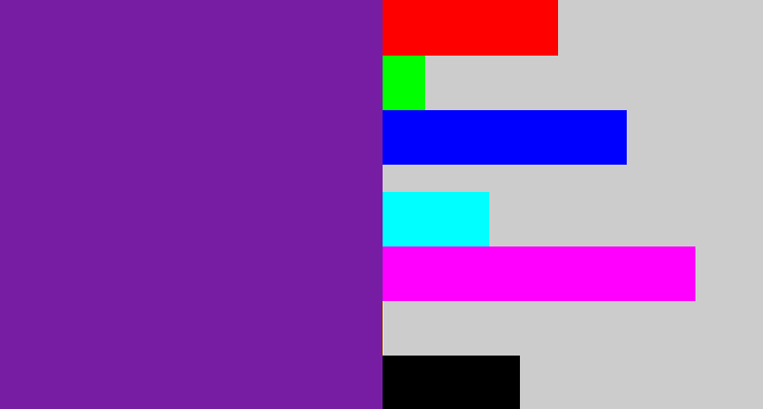 Hex color #761da4 - purple
